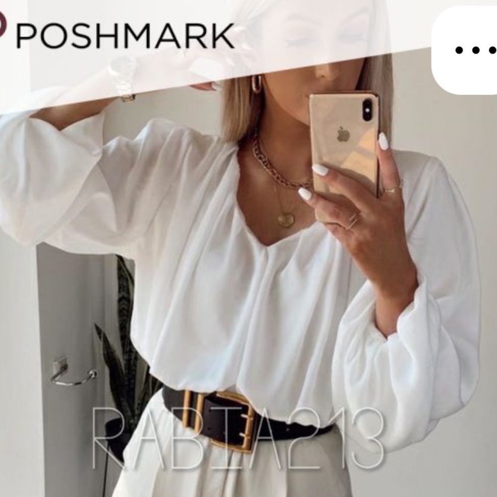Zara white balloon sleeve crop top, size L - Picture 11 of 12